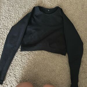 Alphalete long sleeve crop top black compression shirt small revival